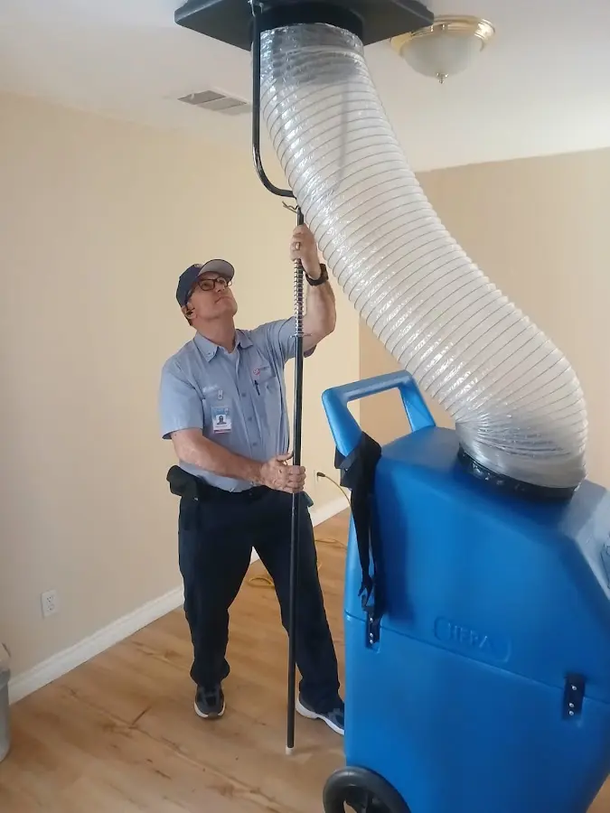 Mini Split Installation technician using HEPA equipment in Metairie